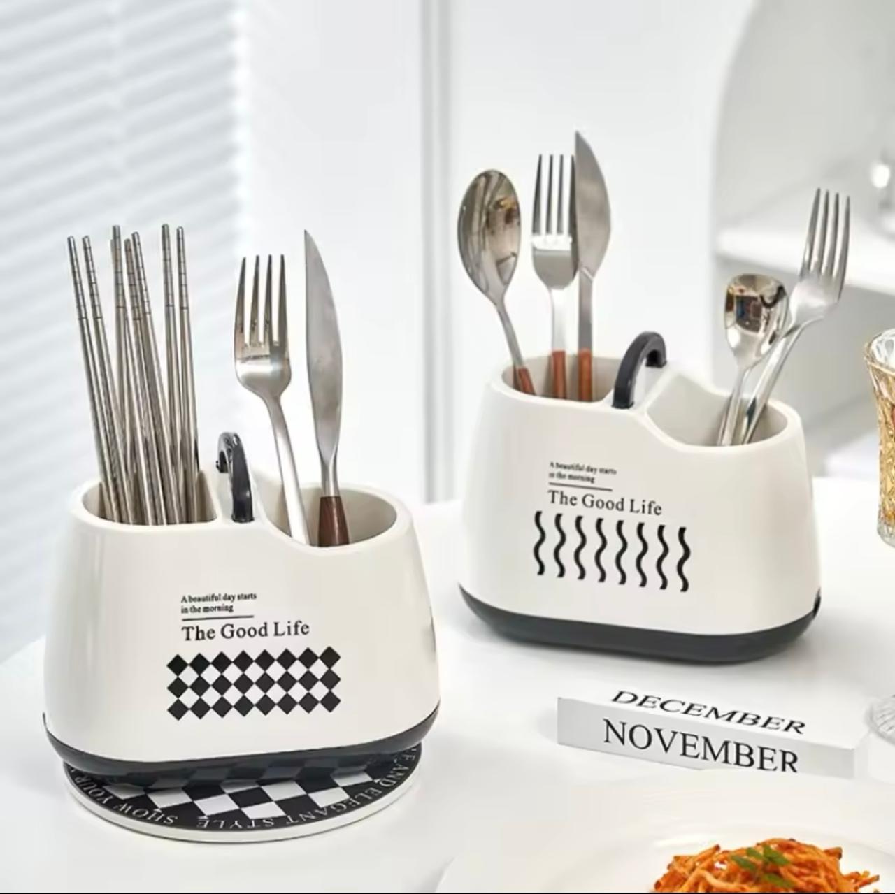 Daily Life Printed Cutlery Holder, Removable Hollow Out Utensils Organizer, Base Plate Drainable Spoon Fork Chopstick Stand Tray, Multifunctional Spoon Fork Chopstick Storage Holder, Household Kitchen Tableware Storage Holder Box Daily Life Printed Cutlery Holder, Removable Hollow Out Utensils Organizer, Base Plate Drainable Spoon Fork Chopstick Stand Tray, Multifunctional Spoon Fork Chopstick Storage Holder, Household Kitchen Tableware Storage Holder Box